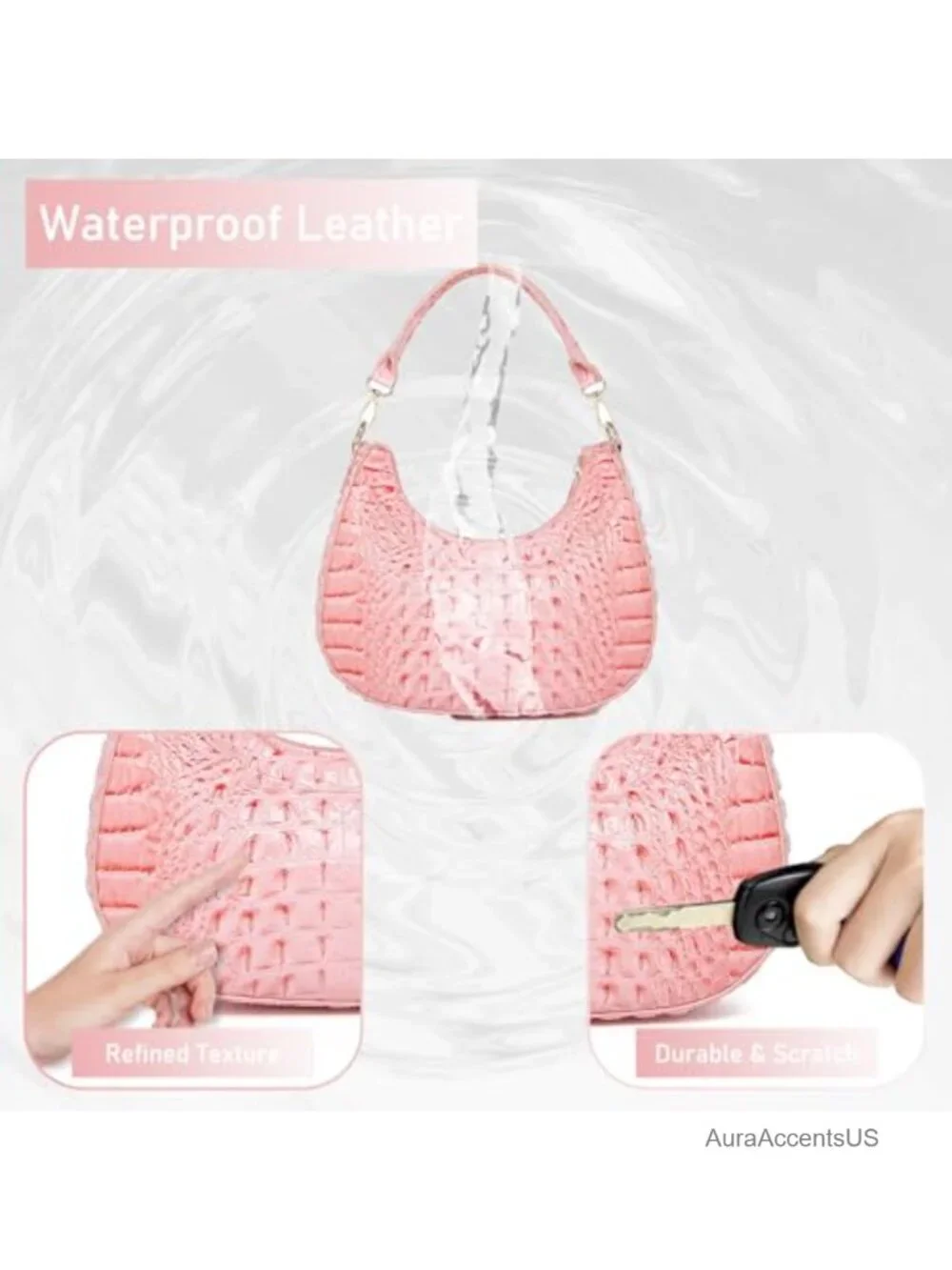 Croco Hobo Bag Women Vegan Leather Crescent Shoulder Purse Retro Chic Clutch